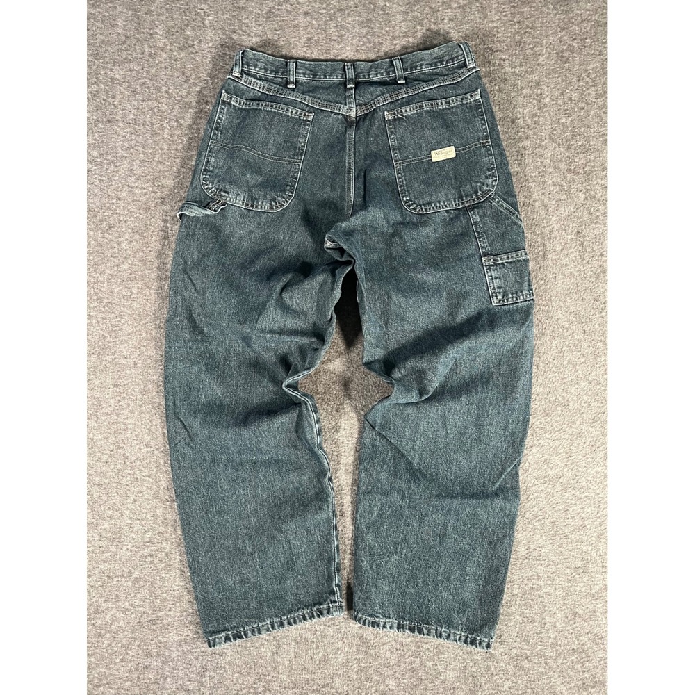 Wrangler Carpenter Jeans Mens 34x30 Dark Wash Denim Y2K Workwear Pants 94LSWDR